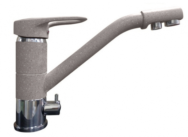 Смеситель GRANFEST 2624-1 С КРАНОМ ДЛЯ ПИТЬЕВОЙ ВОДЫ серый фото 1